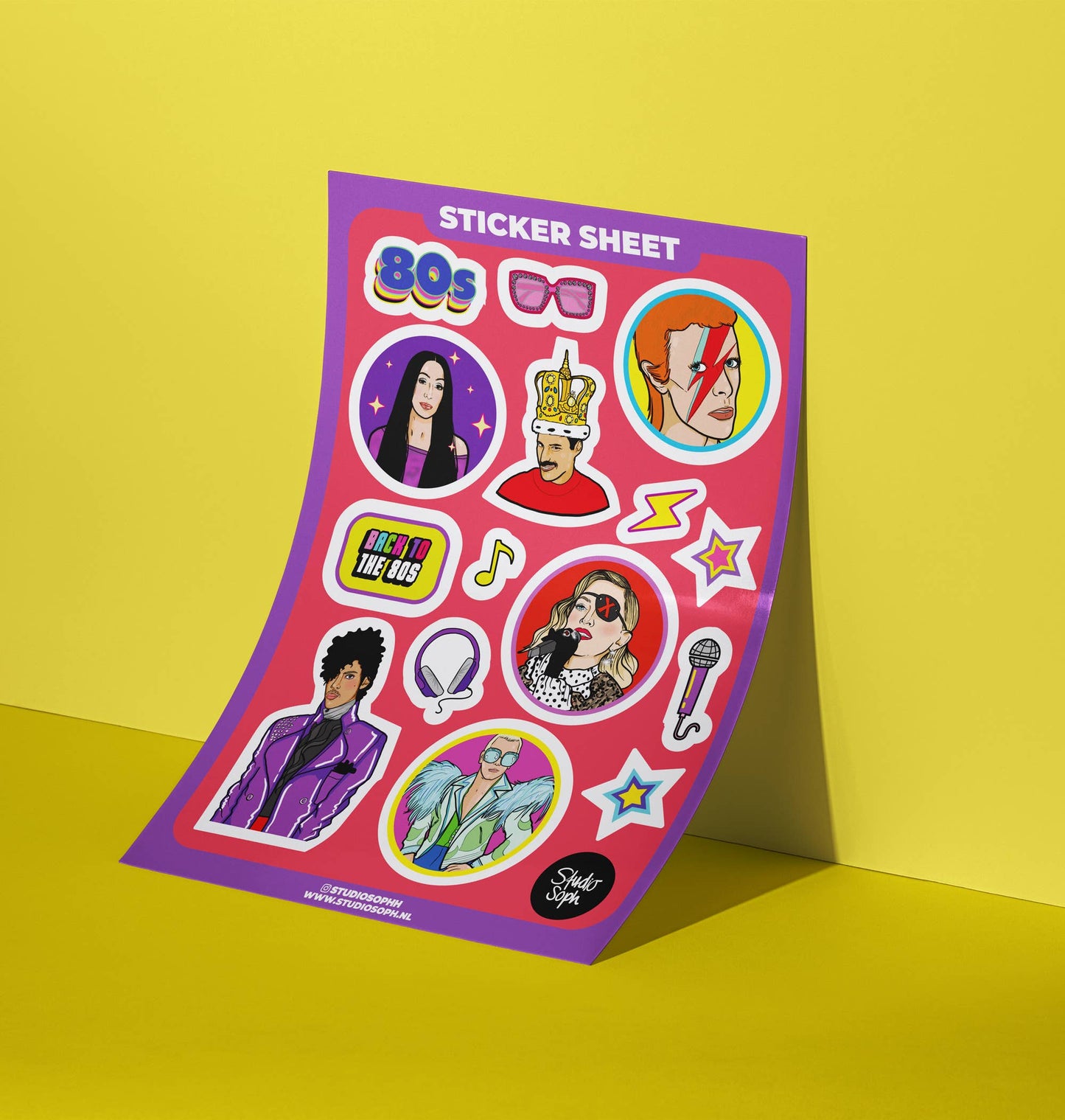 Studio Soph (We Pay Your Import Fees - We Ship DDP) - 80's Iconen A5 Stickervel: Verpakt met plastic hoesje