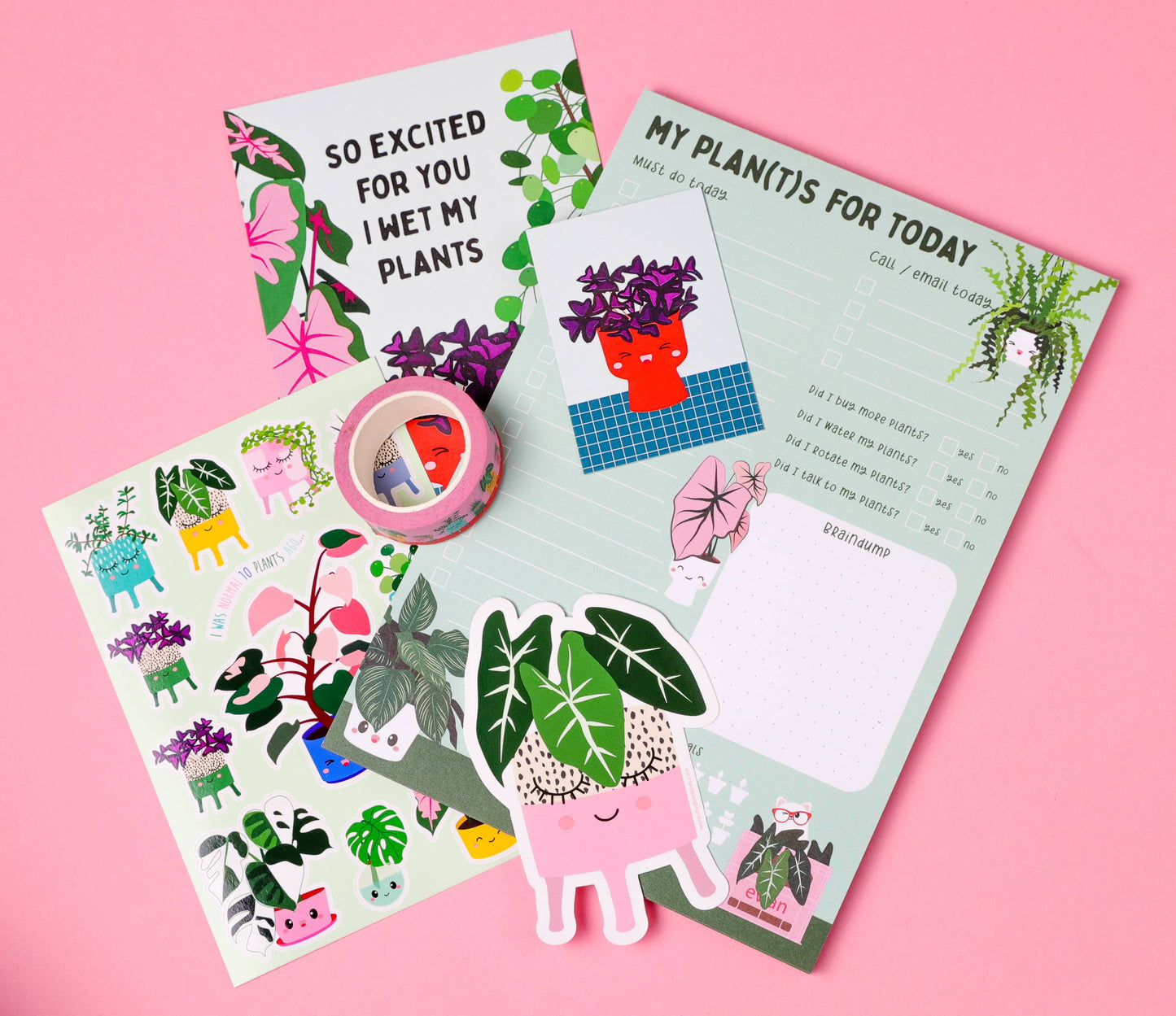 Studio Inktvis B.V. - Stickervel Planten met Pink Princess, Monstera en Pilea