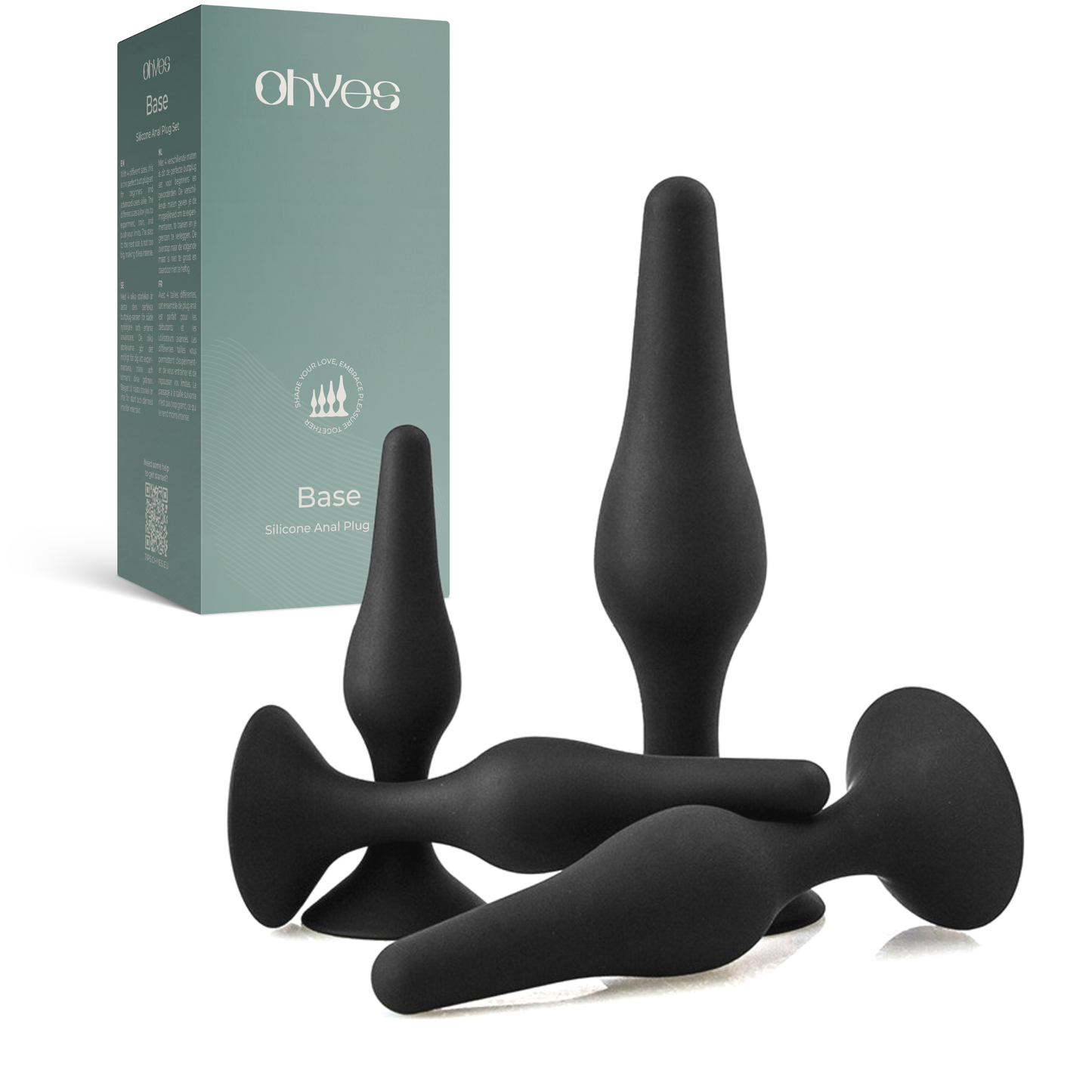 ohyes - Siliconen Anale Plug Trainingsset - 4-delig met Zuignap