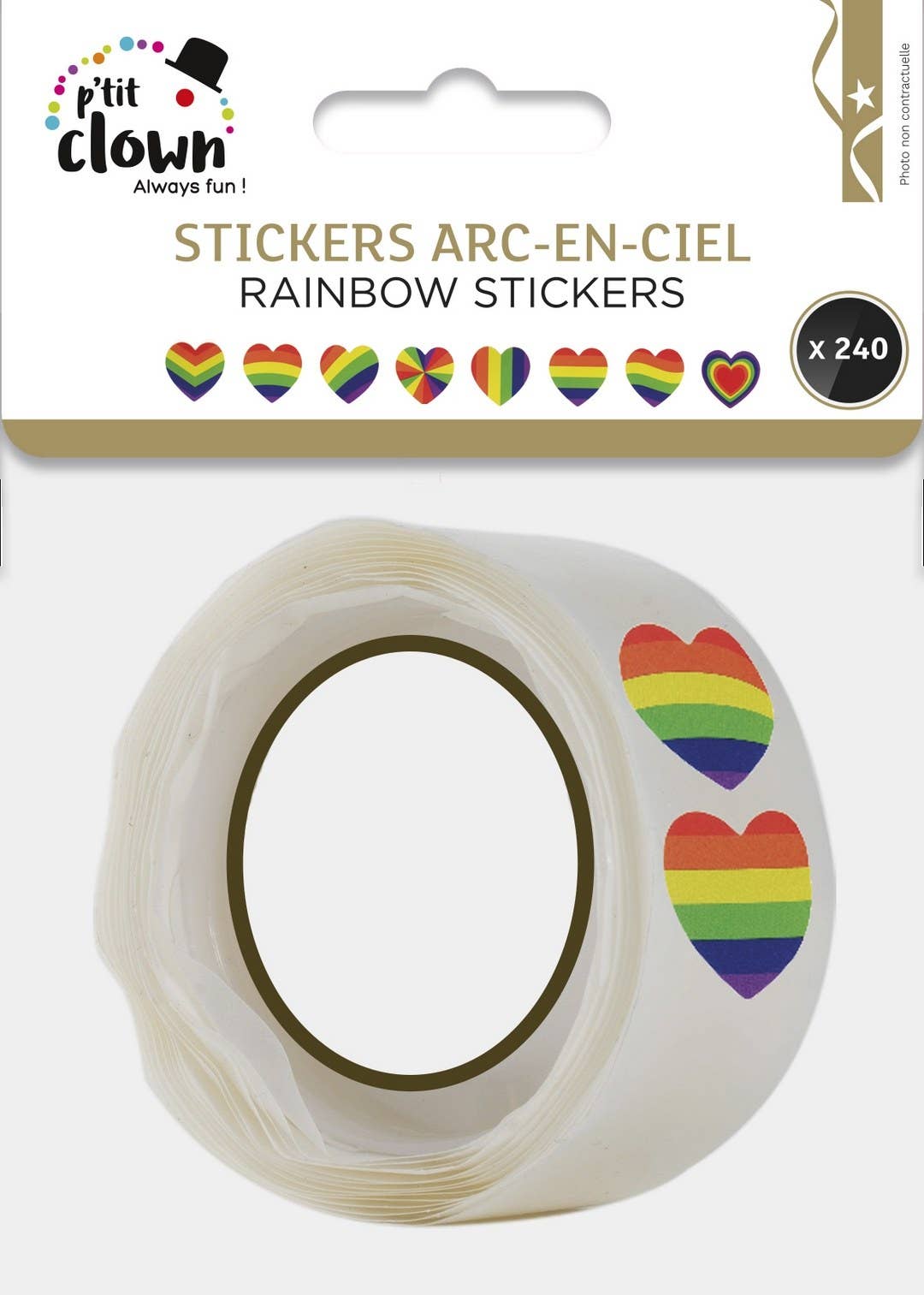 P'tit Clown - Regenboogharten Stickers - Set van 240