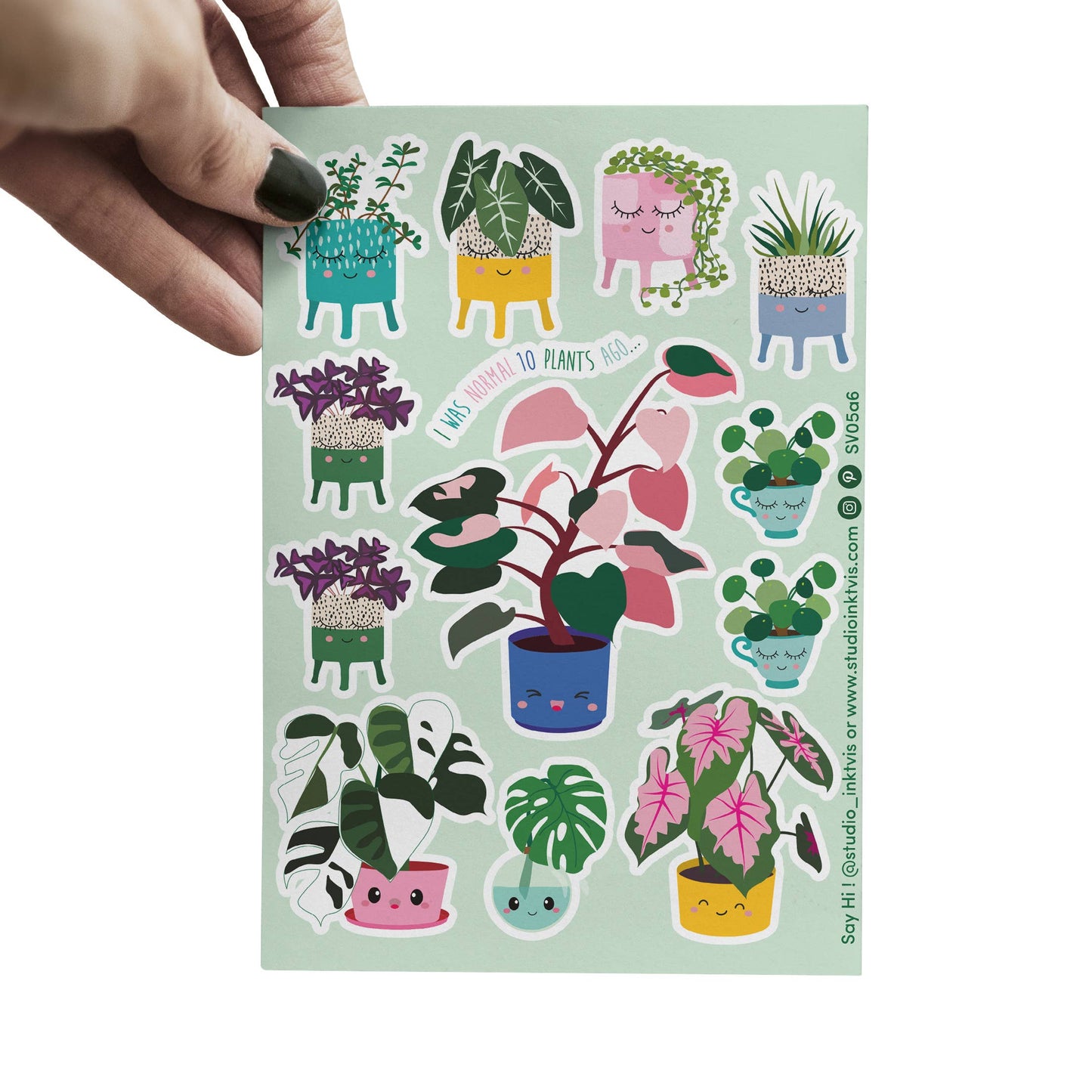 Studio Inktvis B.V. - Stickervel Planten met Pink Princess, Monstera en Pilea