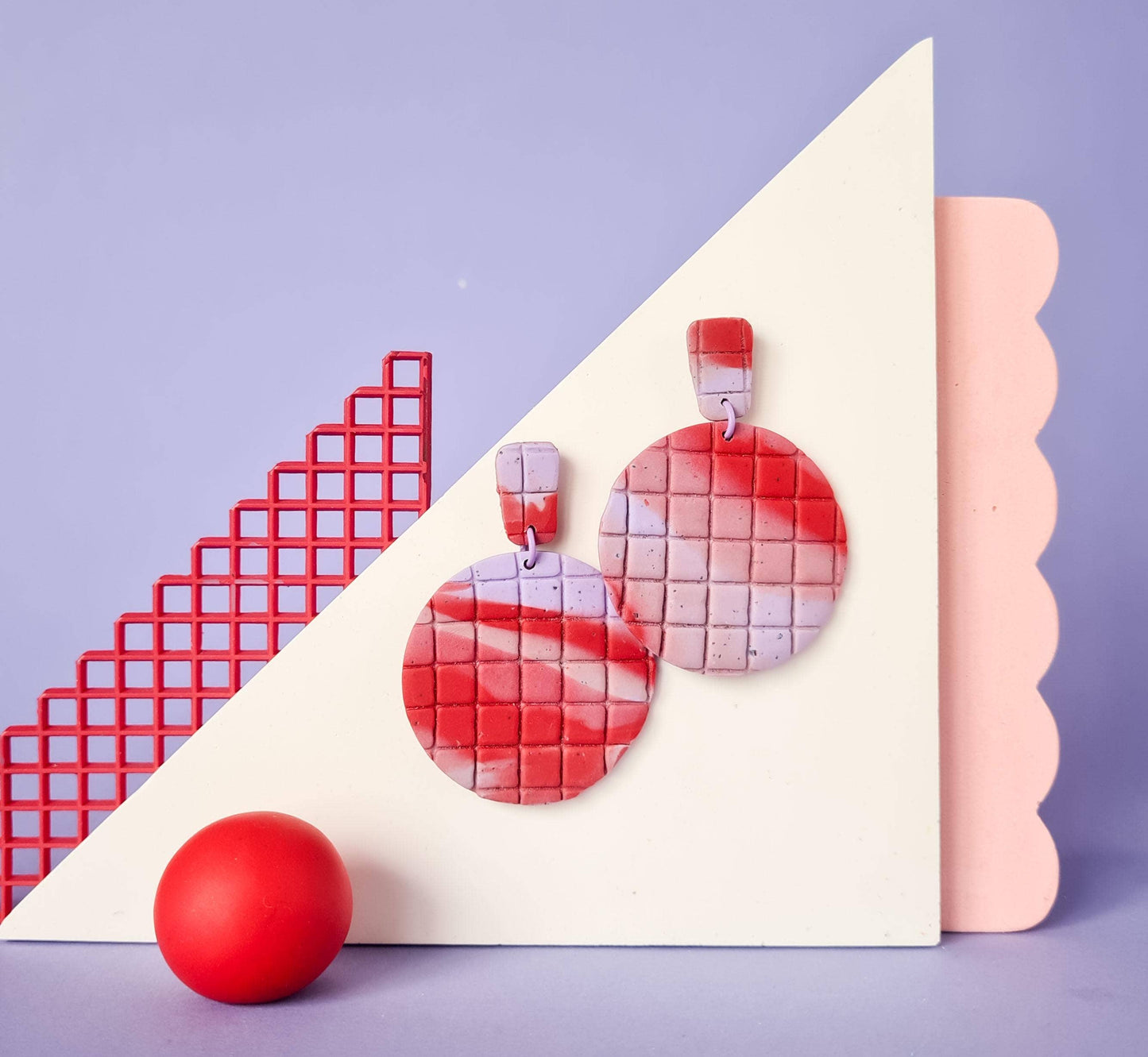Mono - Dopamine Memphis Oorbellen - Handgemaakte Hangers van Polymeerklei