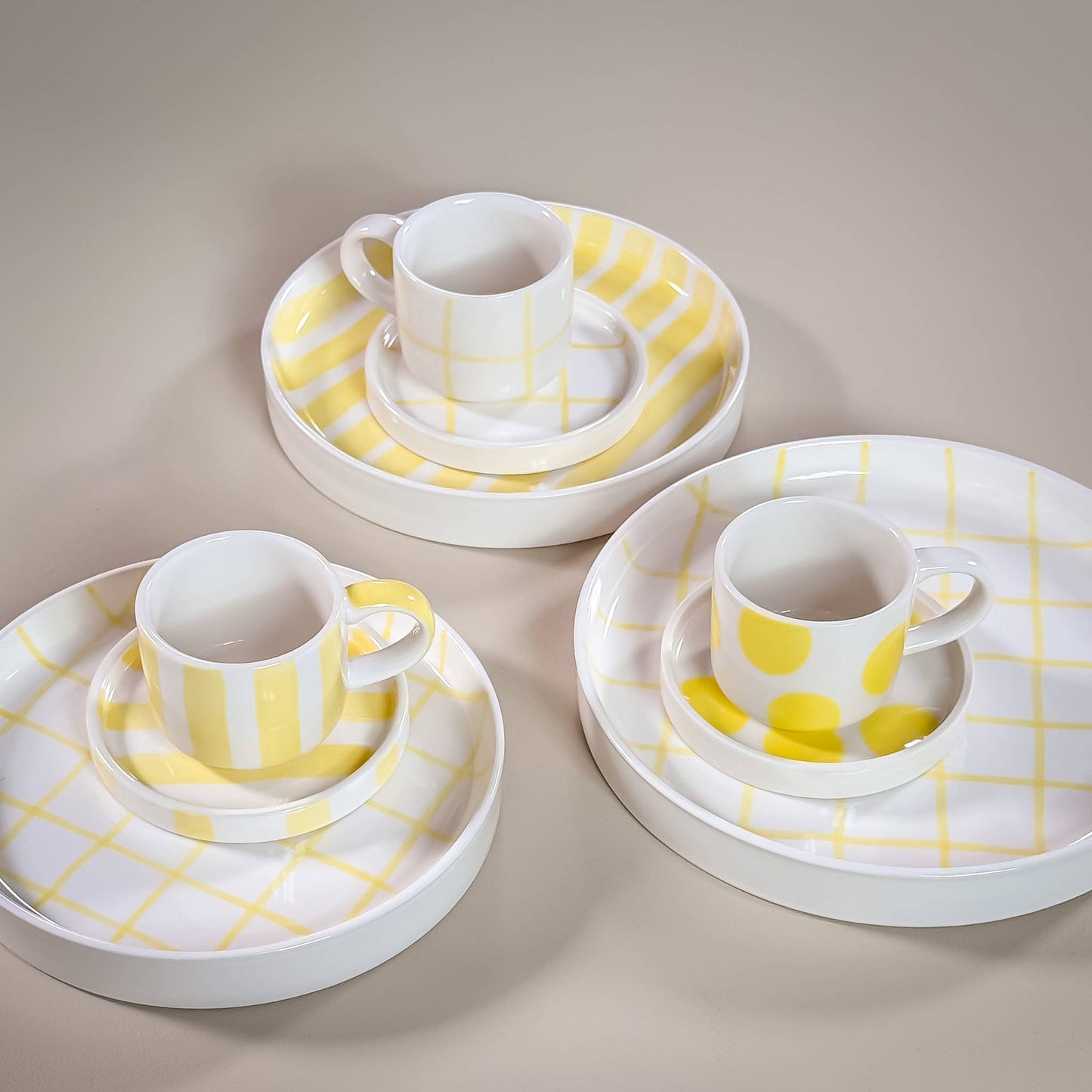 Magazin Minori - Espresso Stripes - beach yellow (set van 2, totaal 4 stuks)
