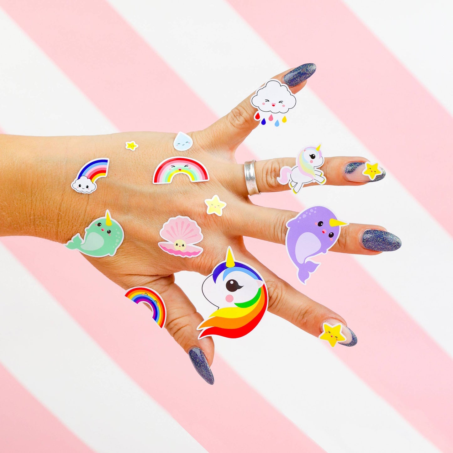 Studio Inktvis B.V. - Stickervel unicorn, narwal en regenboog