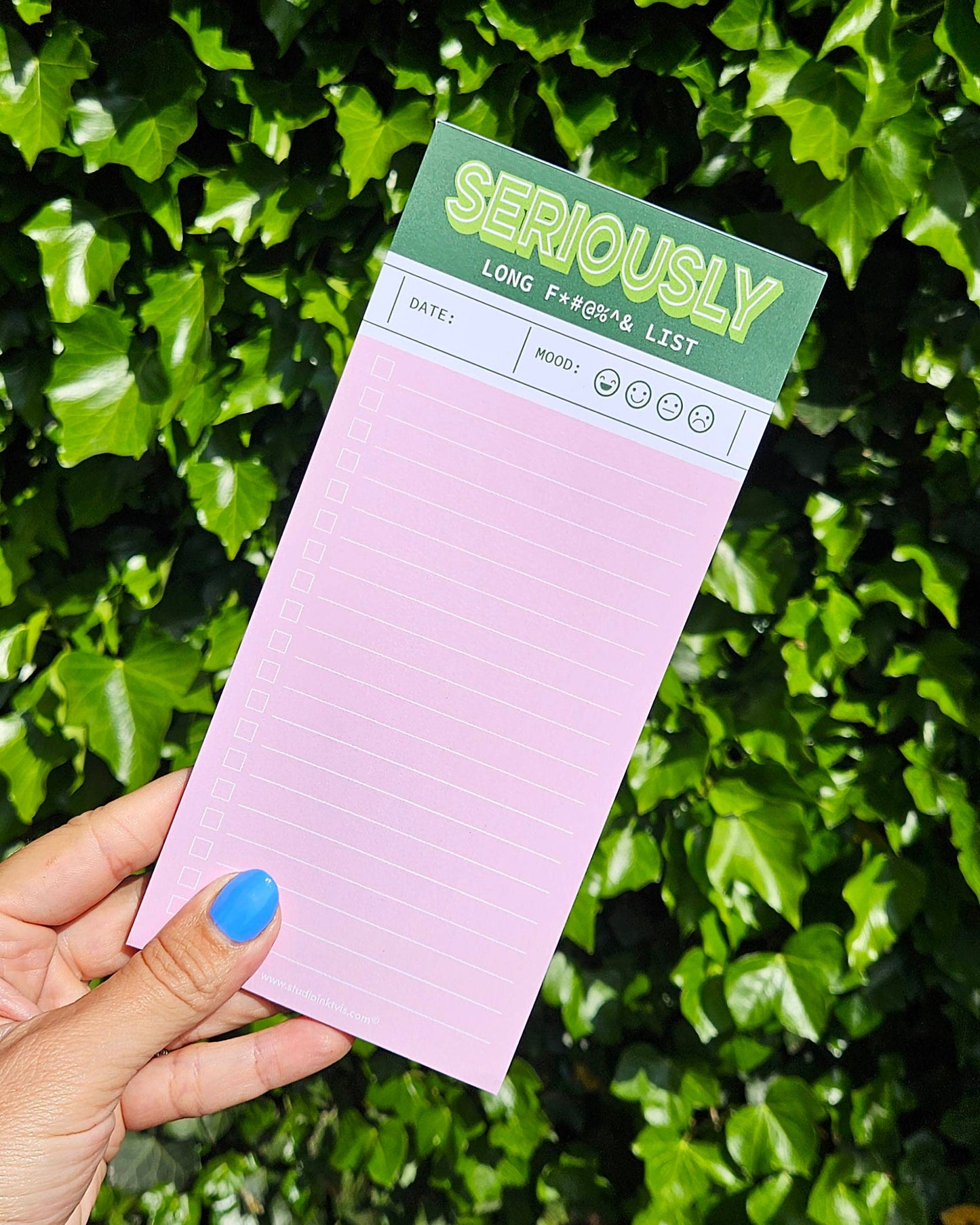 Studio Inktvis B.V. - Groen-roze grappig notitieblokje 'Seriously long funking to do list'