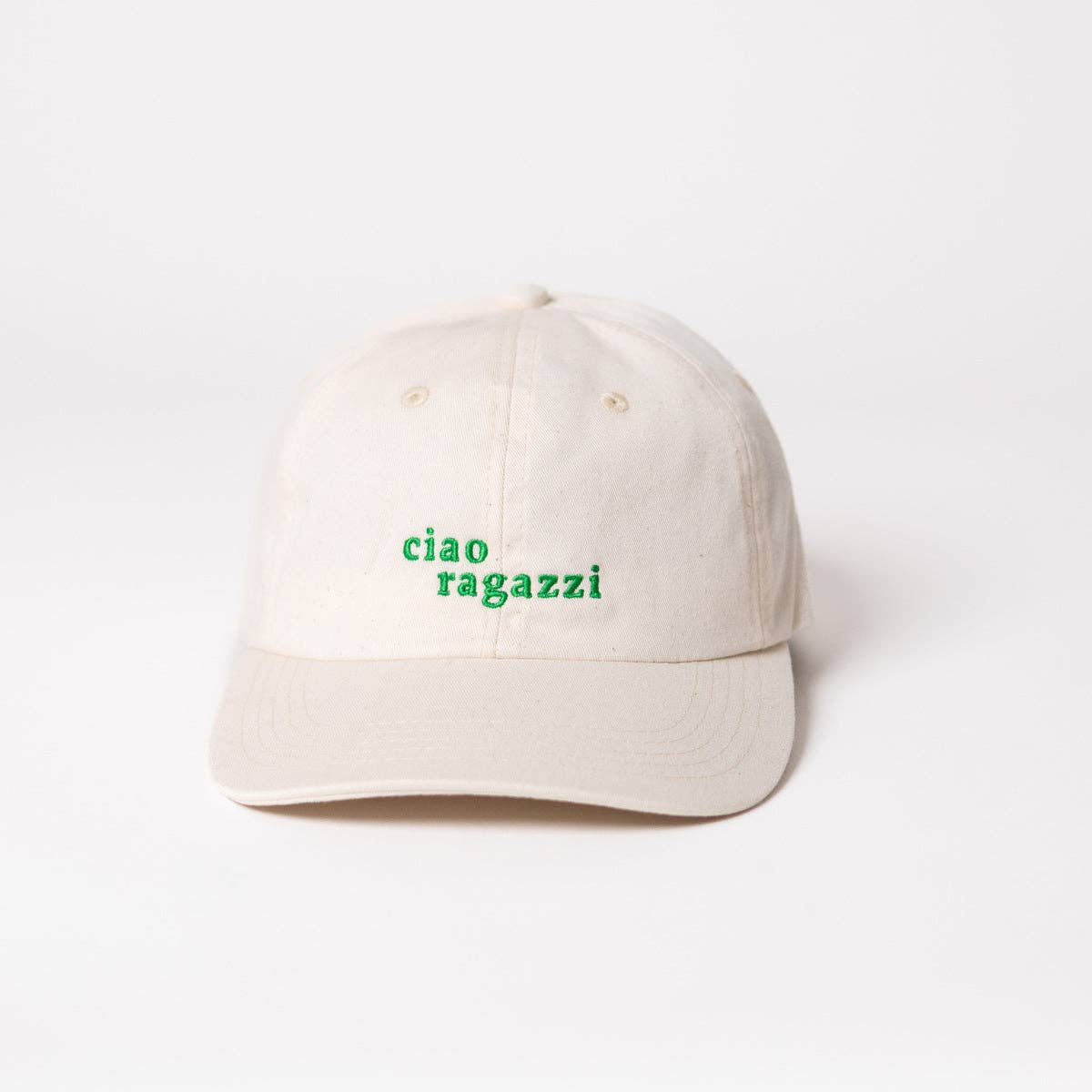 arrel - responsible apparel - Ciao ragazzi premium dad cap - beige en groen