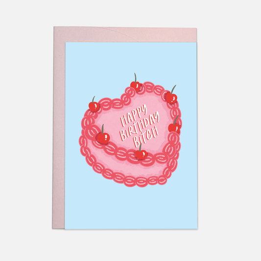 Kaart Blanche - Birthday bitch cake greeting card: Single
