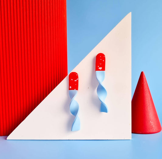 Mono - Handgemaakte Spiraaloorbellen - Dopamine Memphis-stijl