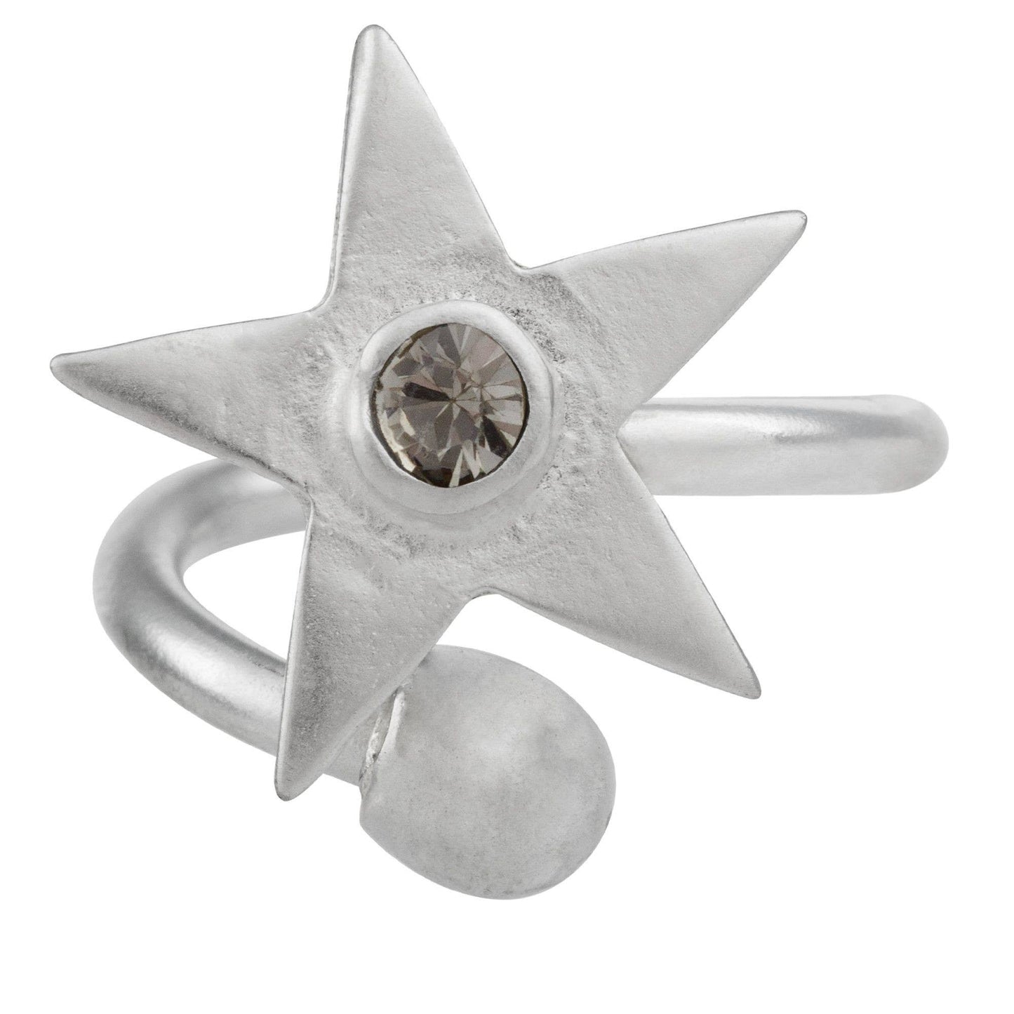 Gloria Mago - Swarovski sterrenring blackdiamond verzilverd