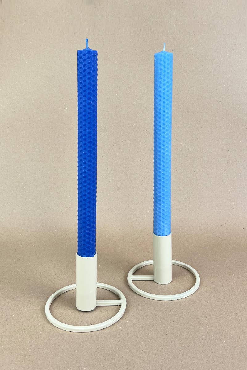 Hand Rolled Beeswax Stick Candles Set - Blue Ocean