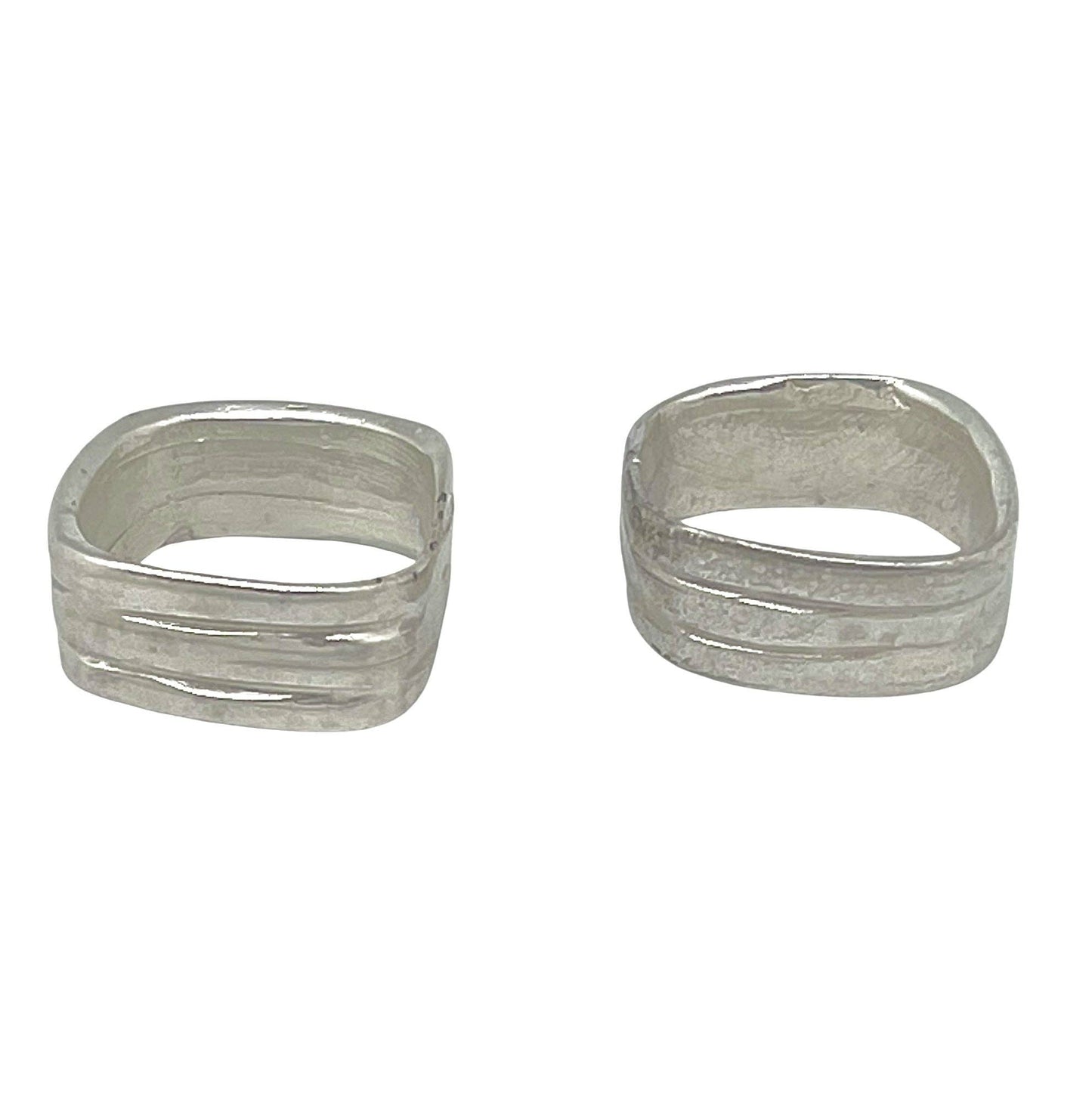 Gloria Mago - Paar vierkante ringen Lijnen sterling zilver 10µ