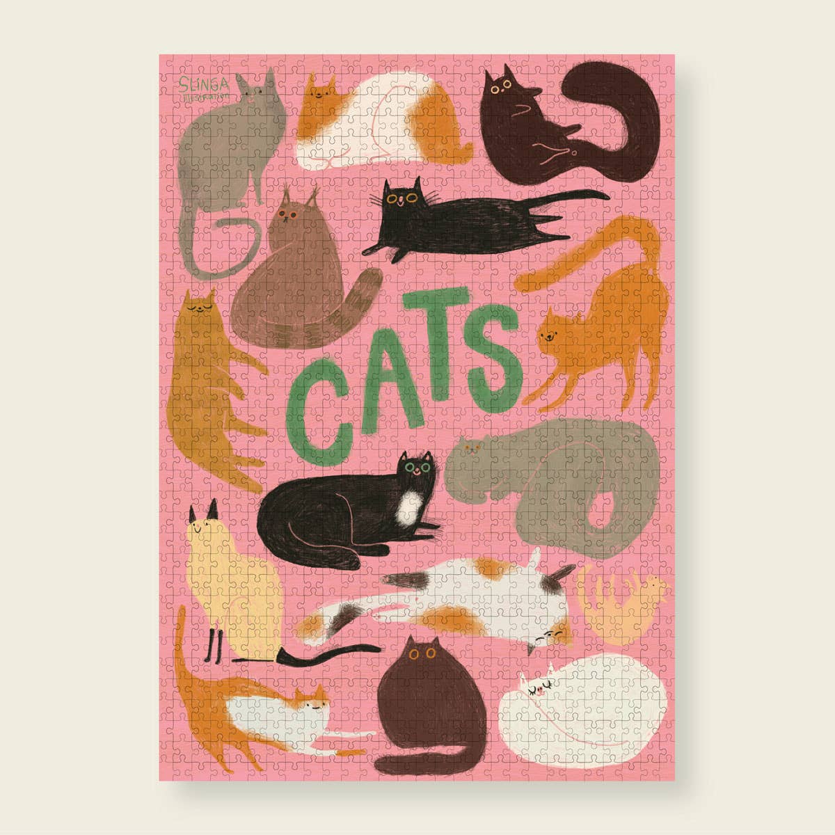 Wonderpieces - «Cats» puzzel | Illustratie van Slinga