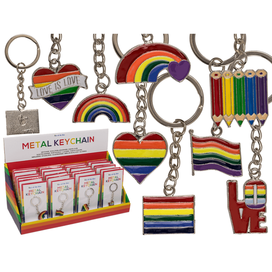 Out of the blue KG - Metalen sleutelhanger Pride, ca. 12 cm, 8 assorti, 24 stuks per display