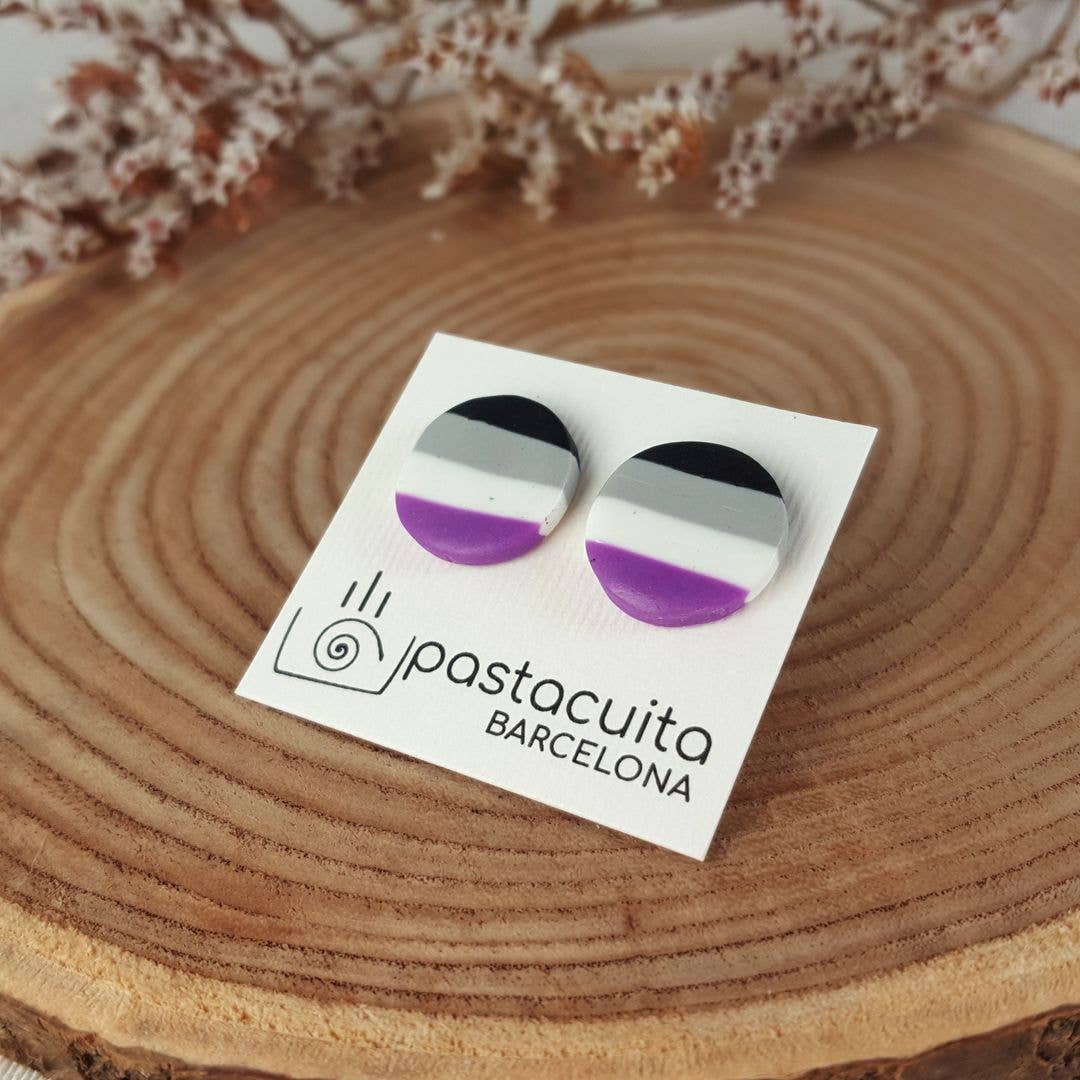 PASTACUITA - Aseksuele trots LGTB oorknopjes van polymer klei: Cuadradito / Roestvrij staal, polymeerklei