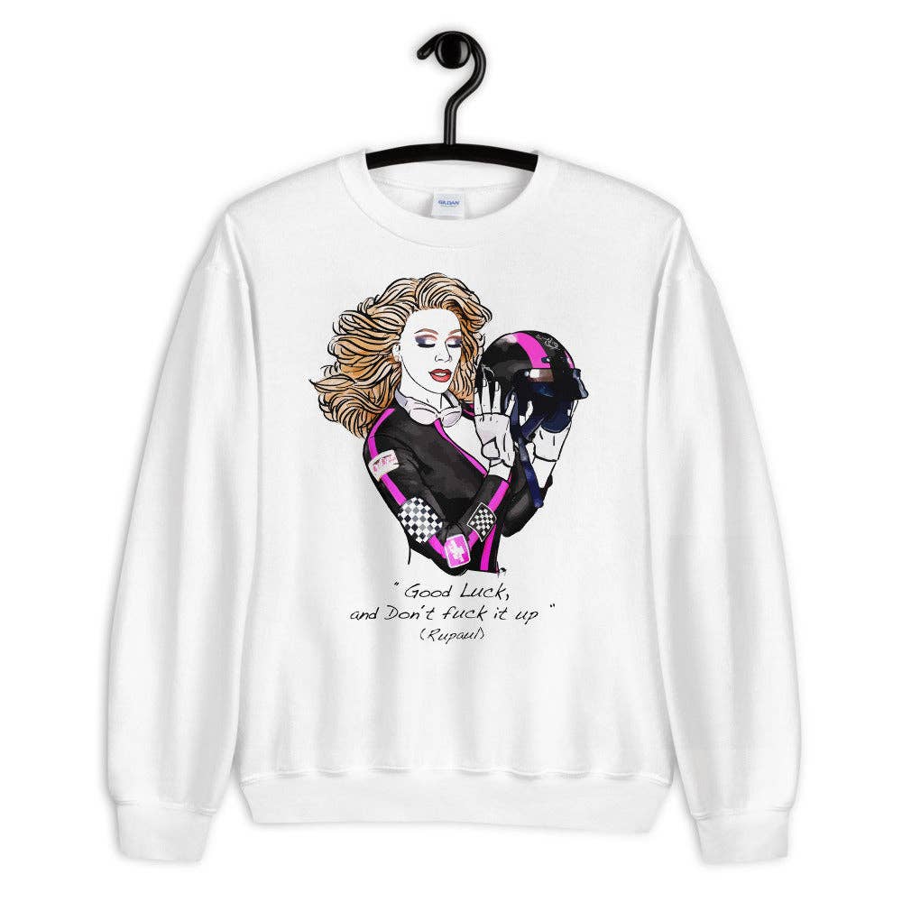 El loco del Pelo Rizo - Sweatshirt, uniseks, Rupaul: Blanco / M