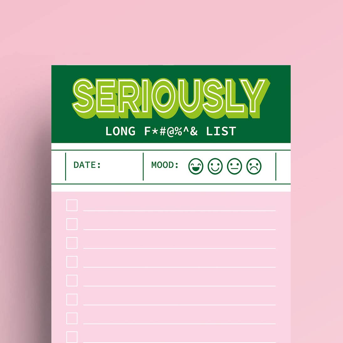 Studio Inktvis B.V. - Groen-roze grappig notitieblokje 'Seriously long funking to do list'