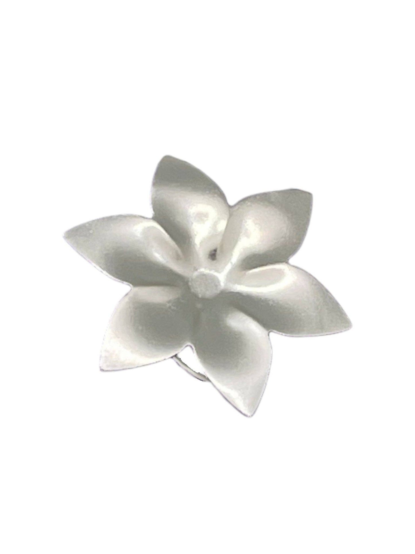 Gloria Mago - Messingring met 3D-bloem, 10 µ zilver of verguld: Plateado