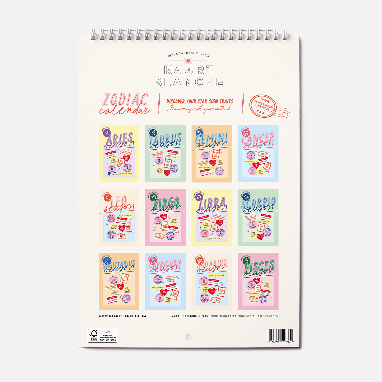 Kaart Blanche - Zodiac Calender