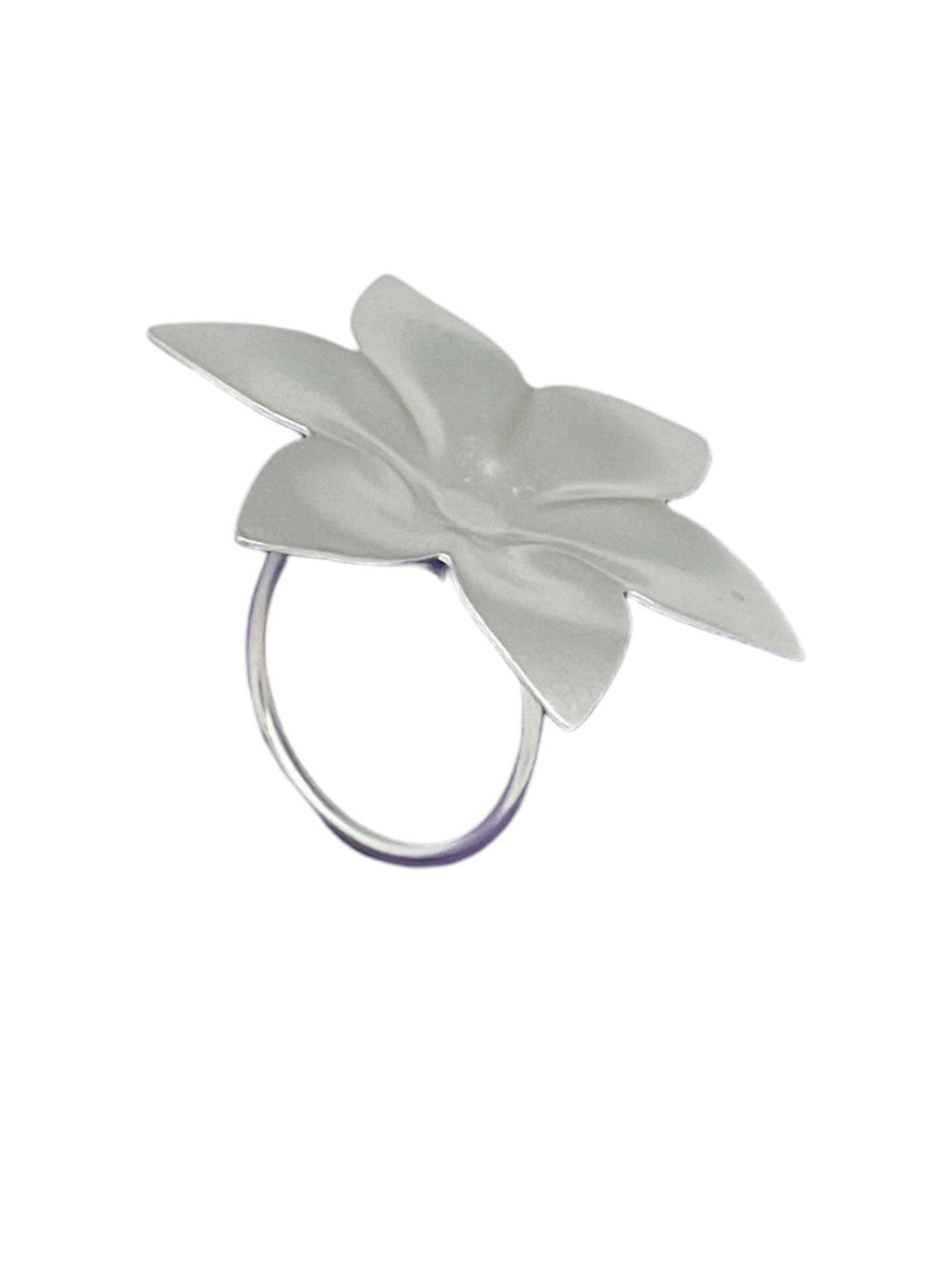 Gloria Mago - Messingring met 3D-bloem, 10 µ zilver of verguld: Plateado