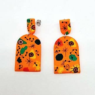 PASTACUITA - Grote hangende oorbellen in surrealistische stijl: Lavender_90-212 / Polymeerklei en roestvrij staal