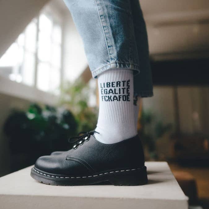 arrel - responsible apparel - FCKAFDÉ statement sokken - wit: 39-42