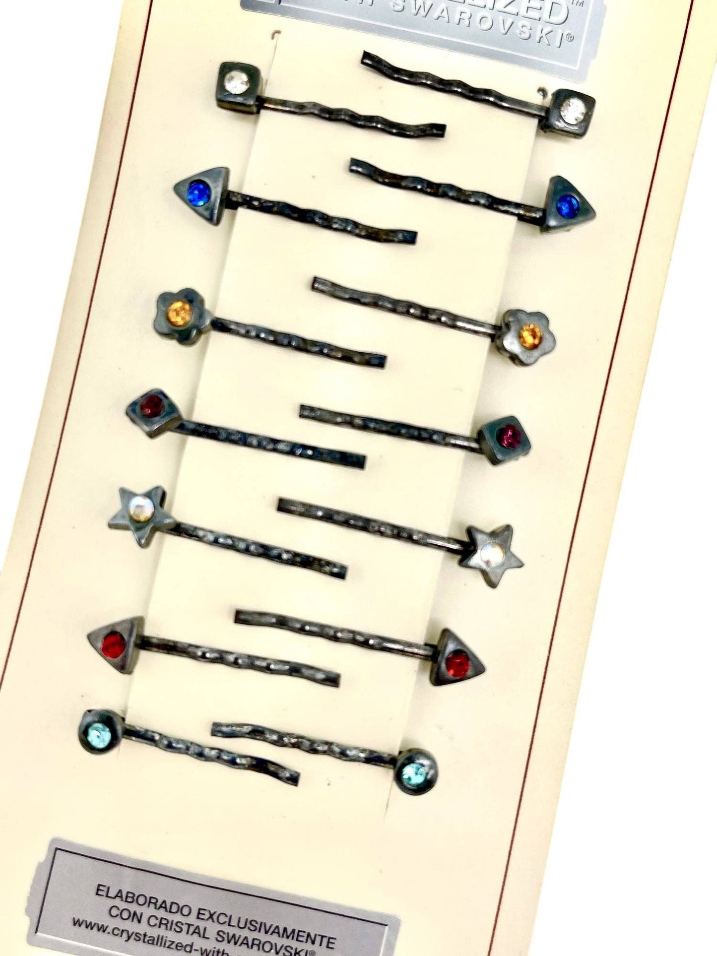 Gloria Mago - Pak 14 Mini Haarspeld assorti geometrisch en SW-kristal