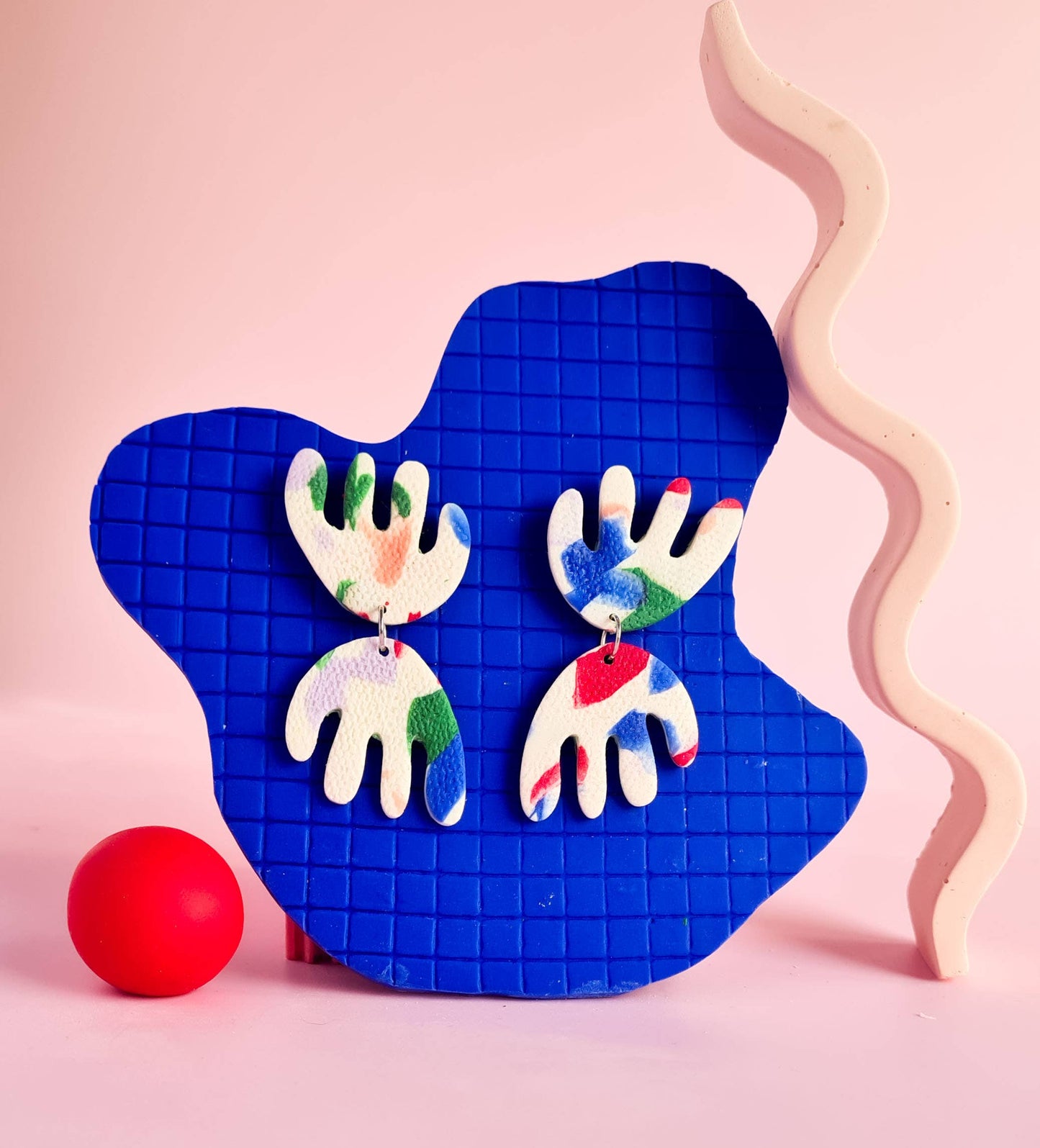 Mono - Handgemaakte patroon dopamine oorbellen van polymeerklei.: 10