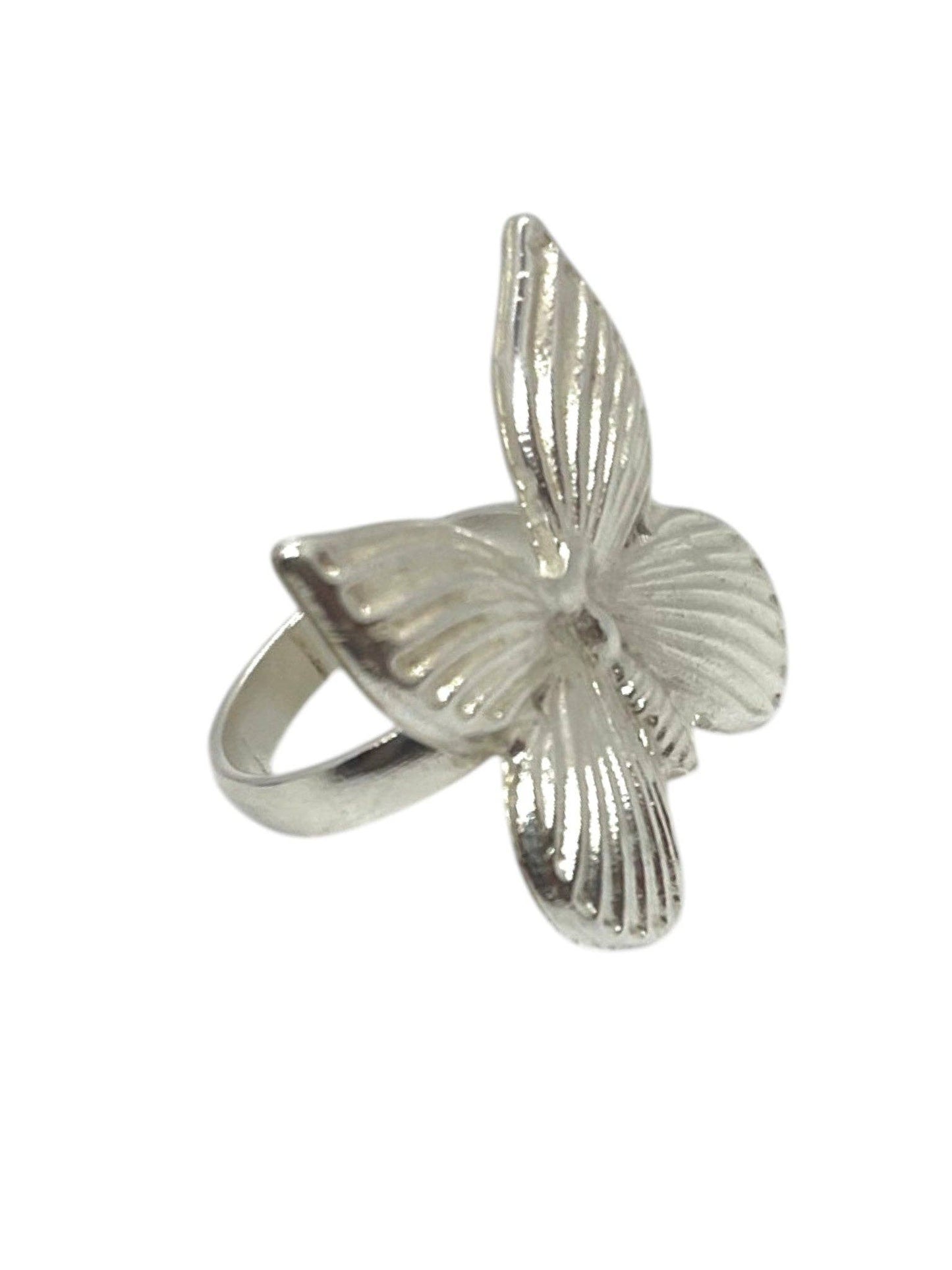 Gloria Mago - Grote vlinderring in 10µ zilver of verguld. Messing en zamak: Zilver