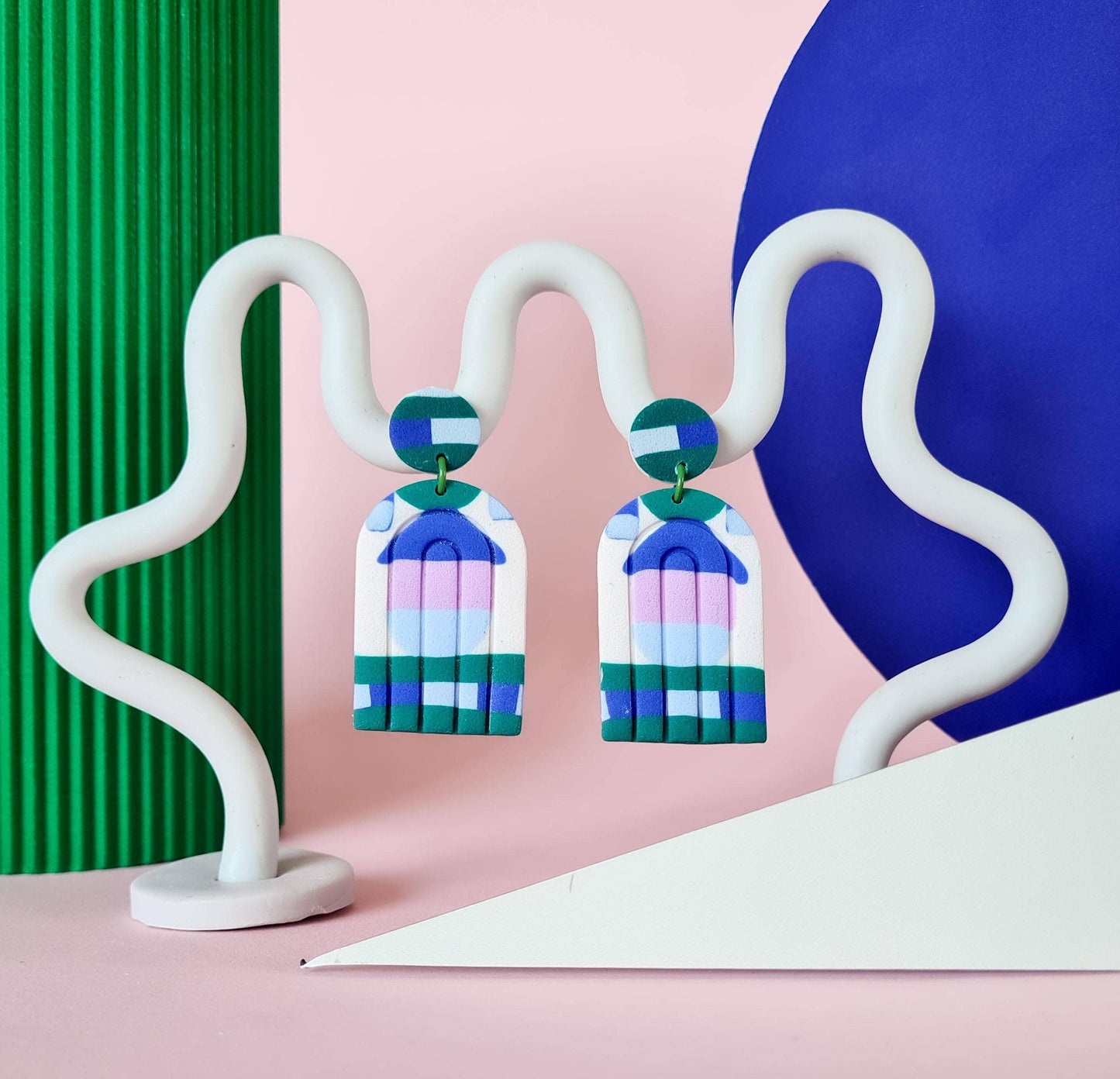 Mono - Polymeer Klei Oorbellen | Handgemaakt | 80's Art Deco