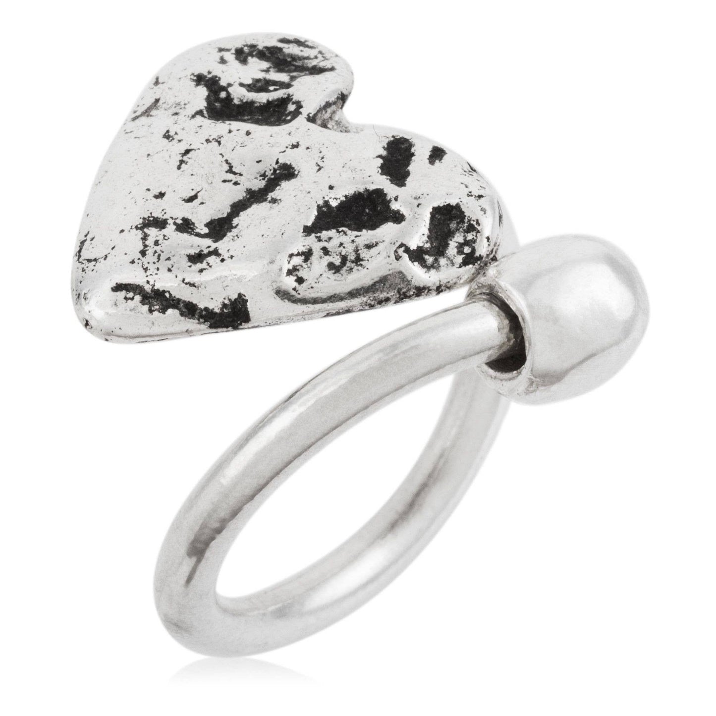 Gloria Mago - 925 verzilverde ring „hart van steen”