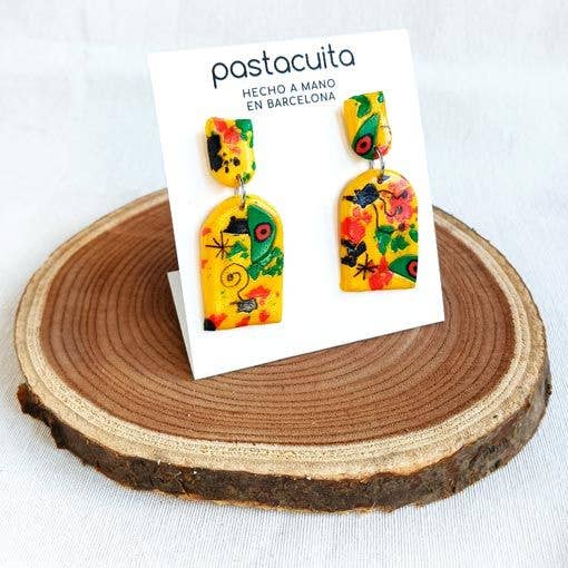 PASTACUITA - Grote hangende oorbellen in surrealistische stijl: Lavender_90-212 / Polymeerklei en roestvrij staal
