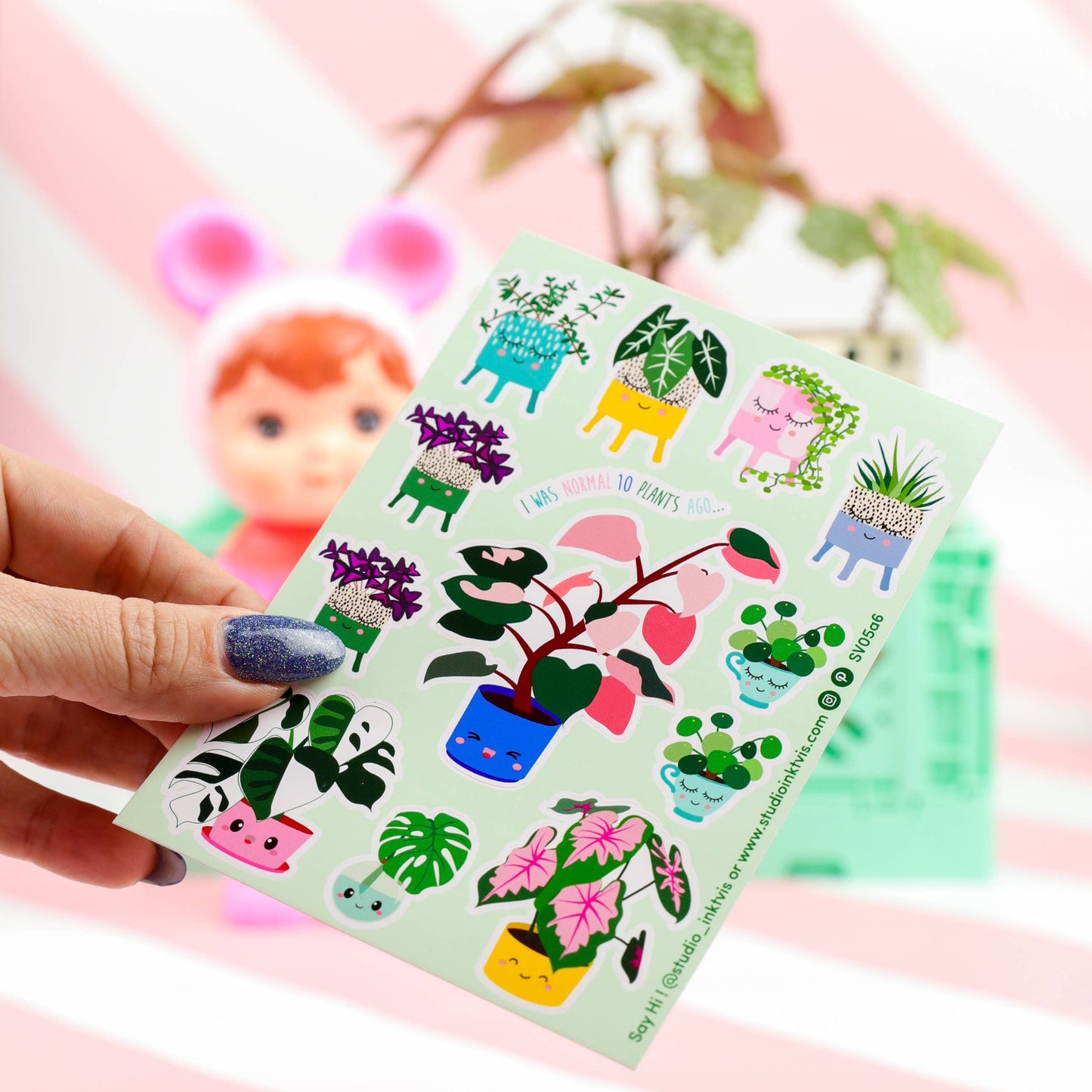Studio Inktvis B.V. - Stickervel Planten met Pink Princess, Monstera en Pilea