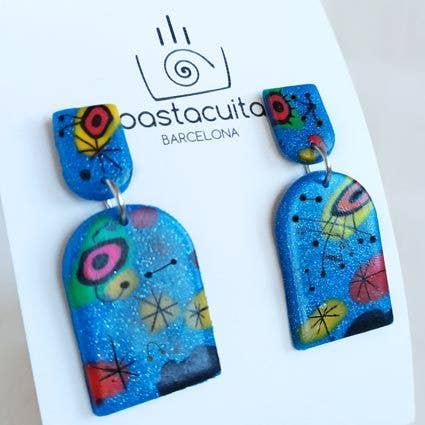 PASTACUITA - Grote hangende oorbellen in surrealistische stijl: Lavender_90-212 / Polymeerklei en roestvrij staal