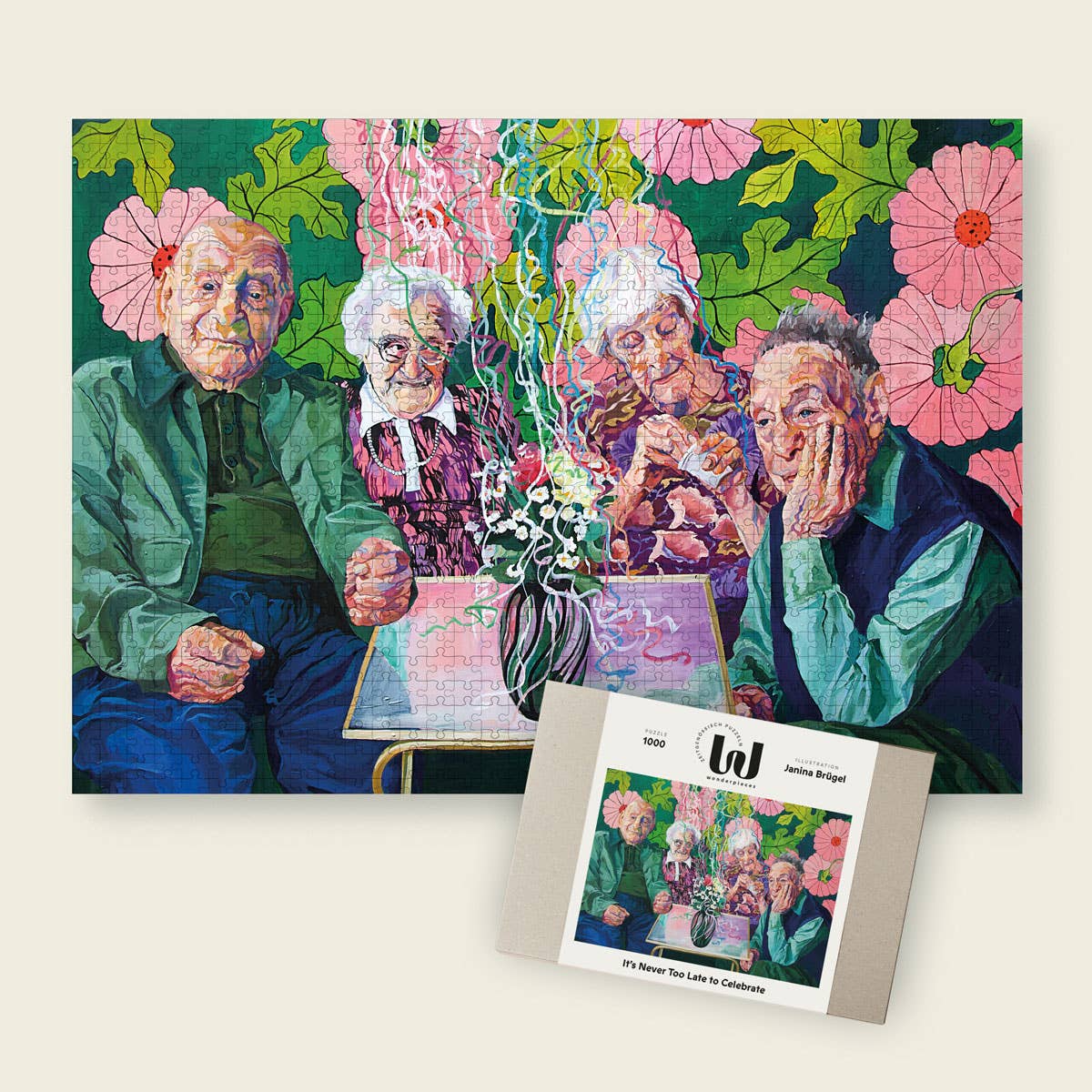 Wonderpieces - Puzzel »It’s Never Too Late to Celebrate« van Janina Bruegel