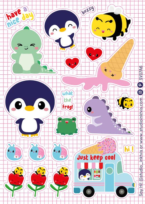 Studio Inktvis B.V. - Stickervel Penguin en Ice Cream Truck