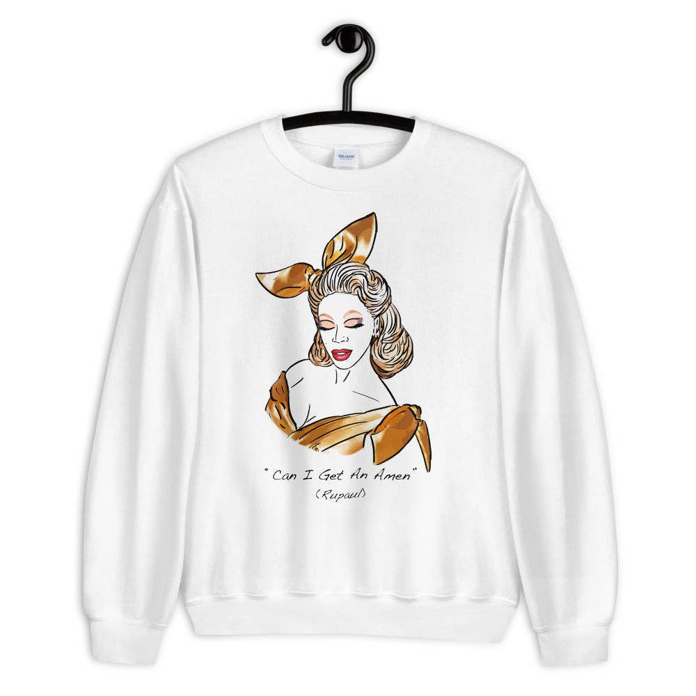 El loco del Pelo Rizo - Sweatshirt, uniseks, Rupaul: Blanco / M
