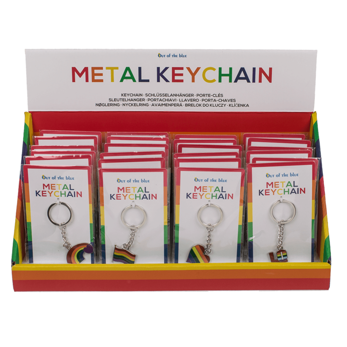 Out of the blue KG - Metalen sleutelhanger Pride, ca. 12 cm, 8 assorti, 24 stuks per display