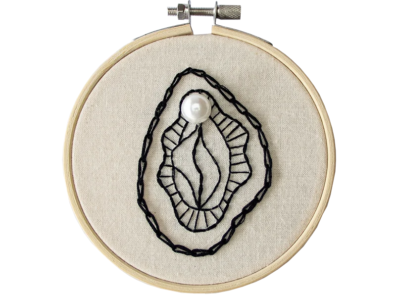 Pussy oyster embroider wall art