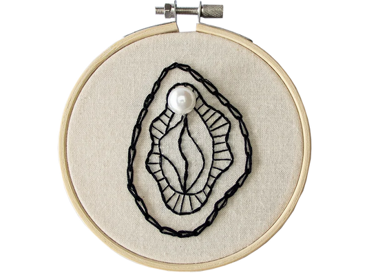 Pussy oyster embroider wall art