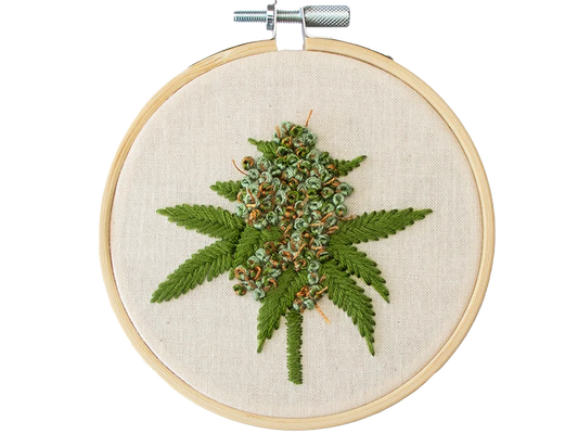 Botanical Cannabis Embroidery Kit 10 cm